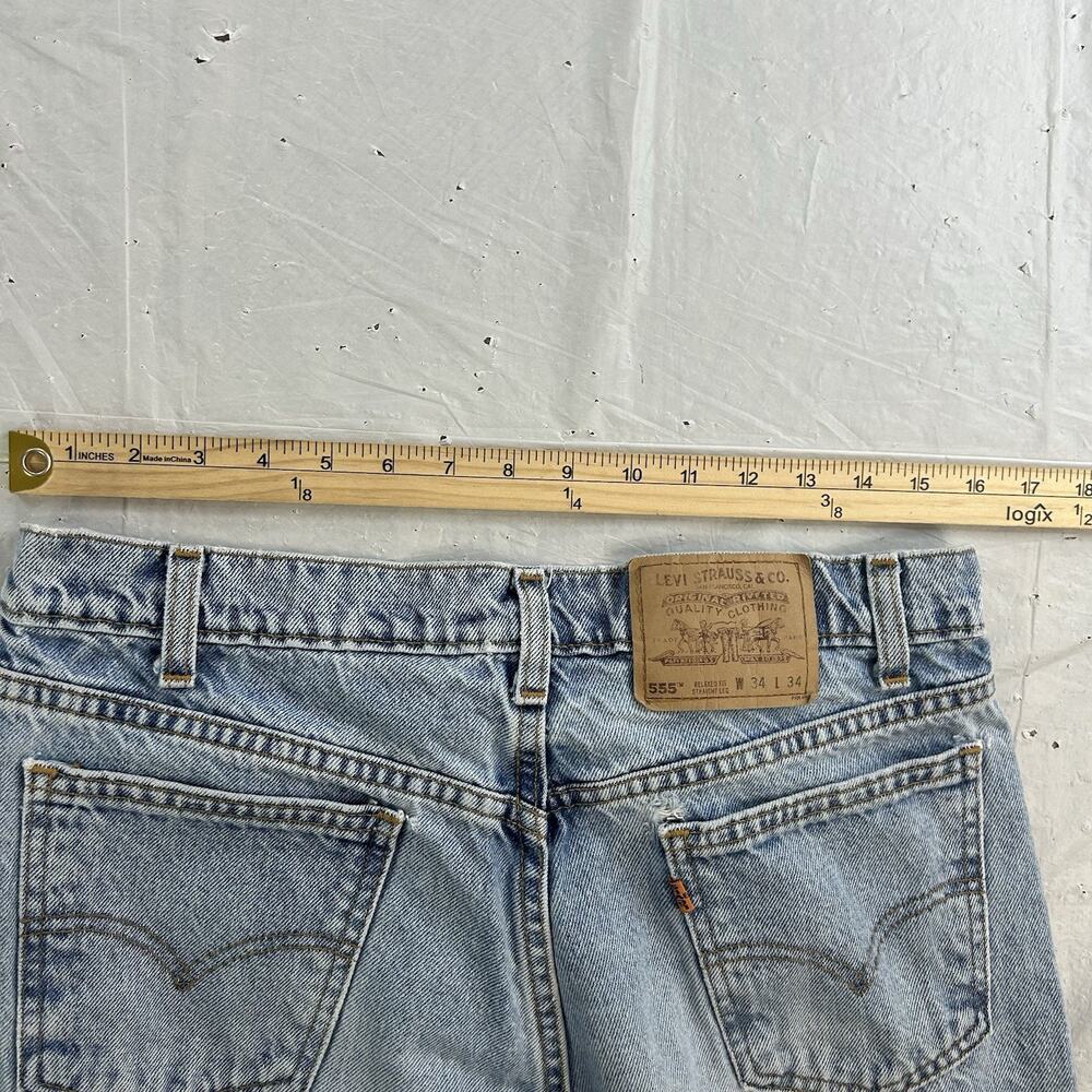 Vintage Levis Jeans Mens 34x34 Blue 555 Relaxed Straight Fit Denim Pants USA 90s - Picture 9 of 10